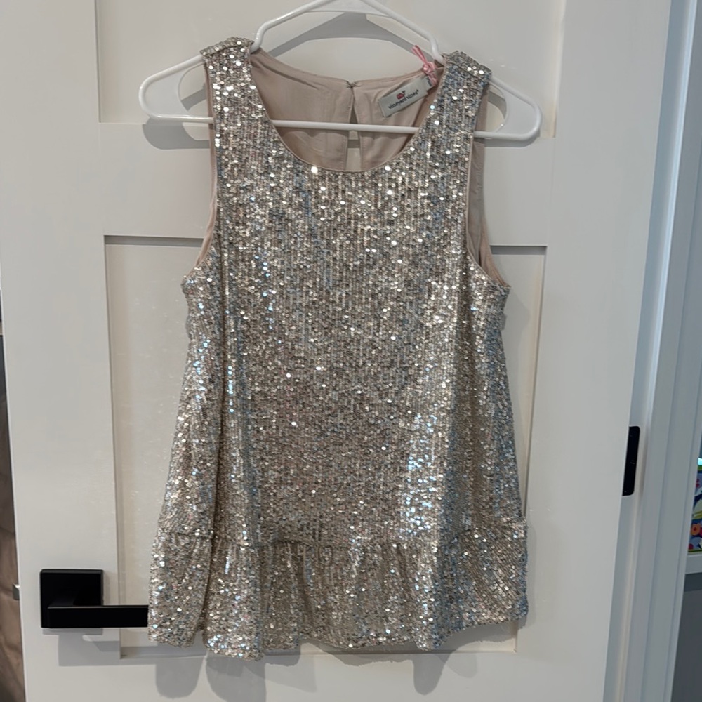 Vineyard Vines Silver Sequin Tank Top